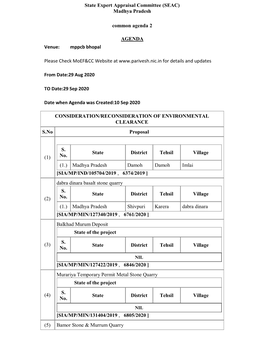 Madhya Pradesh Common Agenda 2 AGENDA Venue