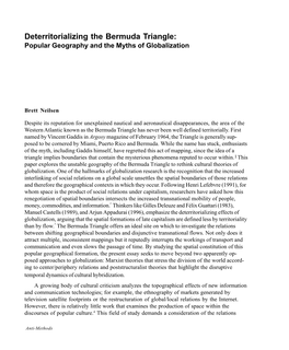 Deterritorializing the Bermuda Triangle: Popular Geography and the Myths of Globalization