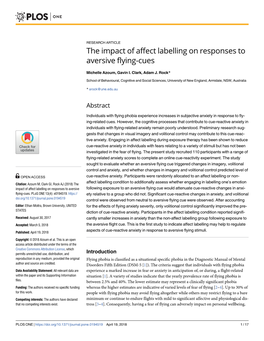 The Impact of Affect Labelling on Responses to Aversive Flying-Cues