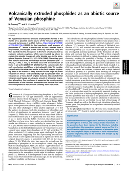 Volcanically Extruded Phosphides As an Abiotic Source of Venusian Phosphine