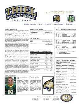 Game Preview Statistical Comparison Series in Brief on the Air 2011