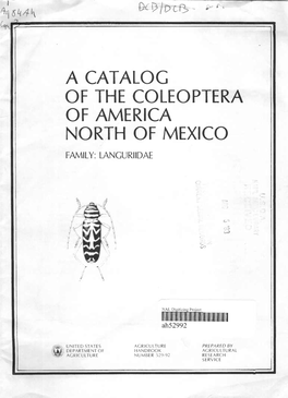 A Catalog of the Coleóptera of America North of Mexico