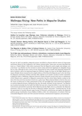 Wallmapu Rising: New Paths in Mapuche Studies