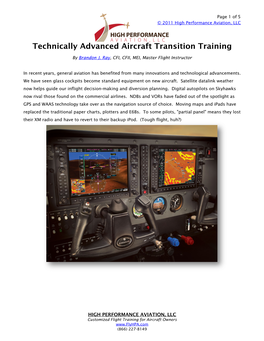 Technically Advanced Aircraft Transition Training