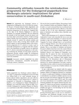 Community Attitudes Towards the Reintroduction Programme for The