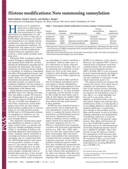 Histone Modifications: Now Summoning Sumoylation