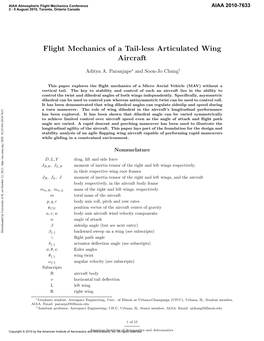 Flight Mechanics of a Tailless Articulated Wing Aircraft