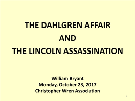 The Dahlgren Affair and the Lincoln Assassination