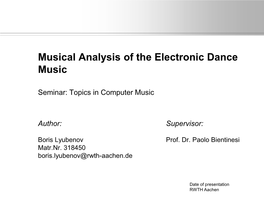 Musical Analysis of the Electronic Dance Music