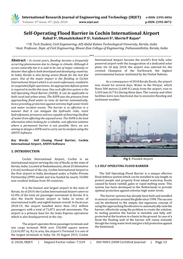Self-Operating Flood Barrier in Cochin International Airport Rahul S1, Dhanalekshmi P S2, Vaishnavi S3, Sherin P Rajan4 123B