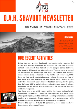 Od Avinu Hai Shavuot Newsletter 2020