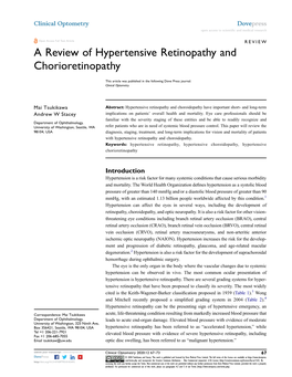 A Review of Hypertensive Retinopathy and Chorioretinopathy