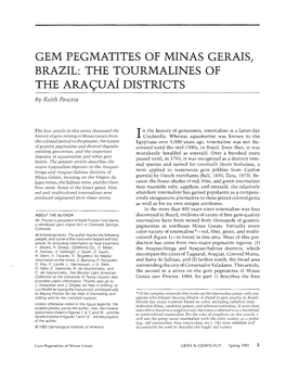 Gem Pegmatites of Minas Gerais, Brazil: the Tourmalines of the Aracuai Districts