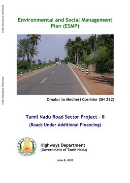 Omalur to Mecheri Corridor (SH 222) Public Disclosure Authorized