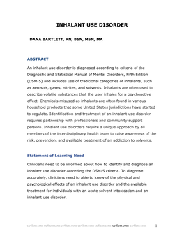 Inhalant Use Disorder