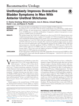 Urethroplasty Improves Overactive Bladder Symptoms in Men with Anterior Urethral Strictures E