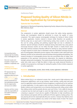 Proposed Testing Quality of Silicon Nitride in Nuclear Application By