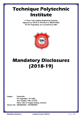 Technique Polytechnic Institute Mandatory Disclosures