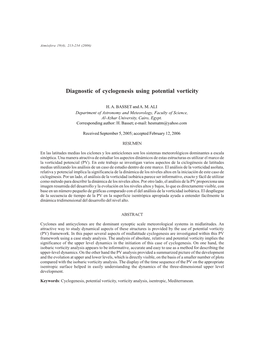 Diagnostic of Cyclogenesis Using Potential Vorticity