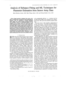 Analysis of Subspace Fitting and ML Techniques for Parameter Estimation from Sensor Array Data