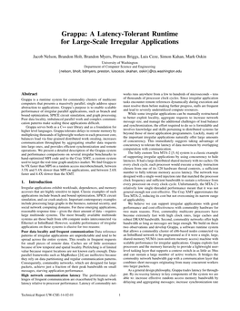 Grappa: a Latency-Tolerant Runtime for Large-Scale Irregular Applications