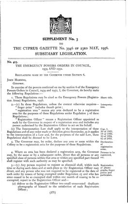 THE CYPRUS GAZETTE No. 3946 of 2 3 ~ ~ MAY, 1956. Su TARY