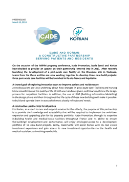 Icade and Korian: a Constructive Partnership