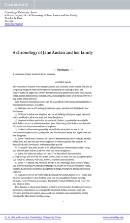 A Chronology of Jane Austen and Her Family Deirdre Le Faye Excerpt More Information