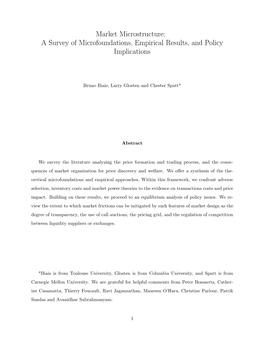 Market Microstructure: a Survey of Microfoundations, Empirical Results, and Policy Implications