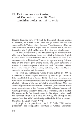 13. Exile As an Awakening of Consciousness: Jiří Weil, Ladislav Fuks, Arnošt Lustig