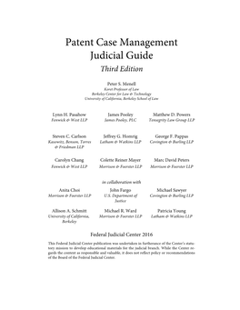 Patent Case Management Judicial Guide Third Edition