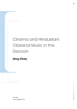 Cinema and Hindustani Classical Music in the Deccan