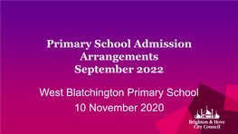 Primary School Admission Arrangements September 2022