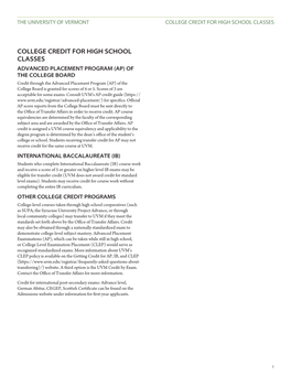 College Credit for High School Classes