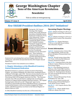 George Washington Chapter Sons of the American Revolution Newsletter