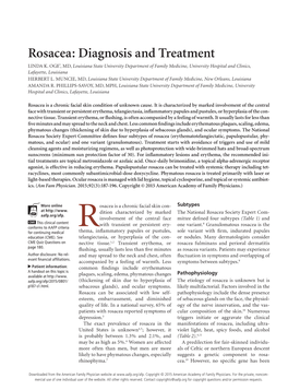 Rosacea: Diagnosis and Treatment LINDA K