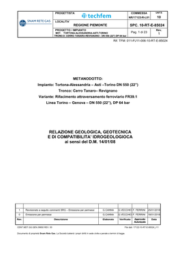 RELAZIONE GEOLOGICA, GEOTECNICA E DI COMPATIBILITA’ IDROGEOLOGIOCA Ai Sensi Del D.M