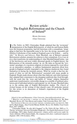 The English Reformation and the Church of Ireland*