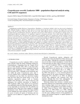 Craspedacusta Sowerbii, Lankester 1880 – Population Dispersal Analysis Using COI and ITS Sequences