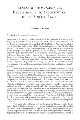 Decriminalizing Prostitution in the United States