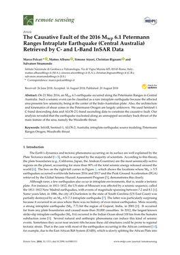 The Causative Fault of the 2016 Mwp 6.1 Petermann Ranges Intraplate Earthquake (Central Australia) Retrieved by C- and L-Band Insar Data