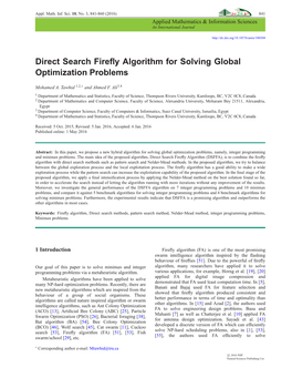 Direct Search Firefly Algorithm for Solving Global Optimization Problems