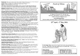 Parish Newsletter, 24Th April, 2016