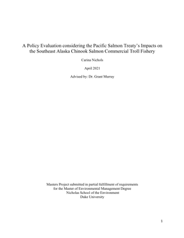 A Policy Evaluation Considering the Pacific Salmon Treaty's Impacts On