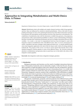 Approaches to Integrating Metabolomics and Multi-Omics Data: a Primer