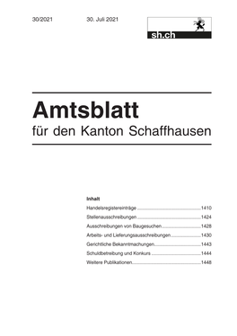 Amtsblatt Für Den Kanton Schaffhausen