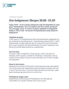 Stor Boligmesse I Bergen 30.08 - 01.09