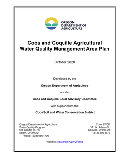 Coos Coquille Agricultural Water Quality Management Area Plan