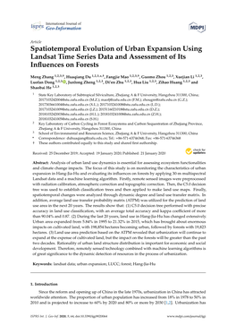 Spatiotemporal Evolution of Urban Expansion Using Landsat Time Series Data and Assessment of Its Inﬂuences on Forests