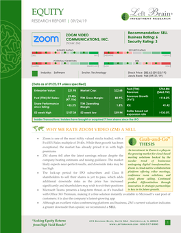 Equity Research Report | 09/24/19